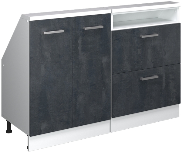 Dachschrägenschrank-Set Rion Schwarz Beton/Weiß 2er Set Vicco