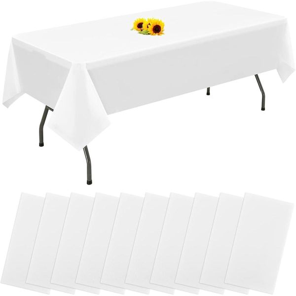 10er Pack Einweg-Tischdecken Weiß wasserdicht 137x274cm Party Picknick