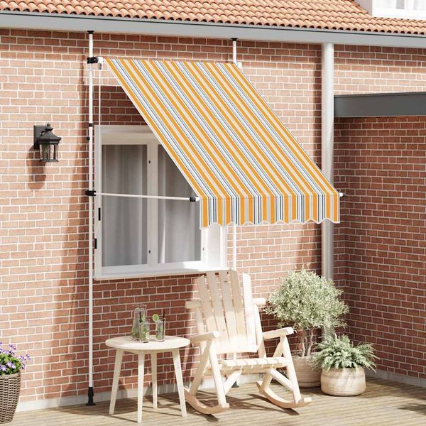 vidaXL Einziehbare Markise Handbetrieben 150 cm Gelb/Blau Gestreift 43225