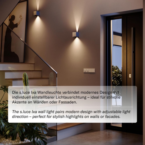 s.luce Ixa LED Wandlampe verstellbare Winkel Innen & Außen IP44 Anthrazit Bild 5