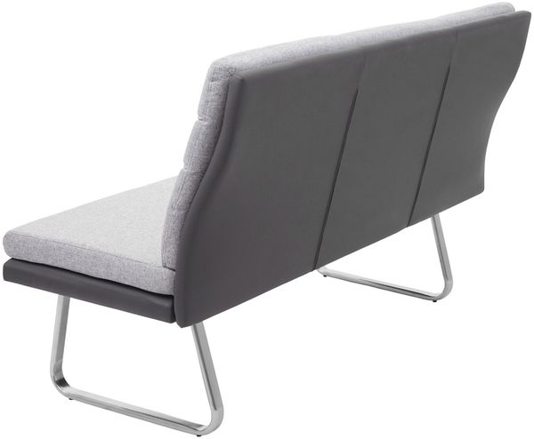 Sitzbank HWC-G54, Esszimmerbank Bank, Stoff/Kunstleder Edelstahl gebürstet ~ grau Bank 180cm Bild 4