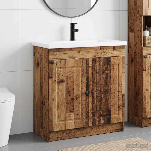 vidaXL Badezimmermöbel-Set Altholz 56 x 37,5 x 81 cm Holzwerkstoff 3404132