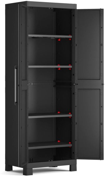 Dmora Gartenschrank Terrebonne, Gartenmöbel, Mehrzweck-Gartenschrank, Container für Balkon oder Garage, Made in Italy, 65x45 h182 cm, Schwarz Bild 4