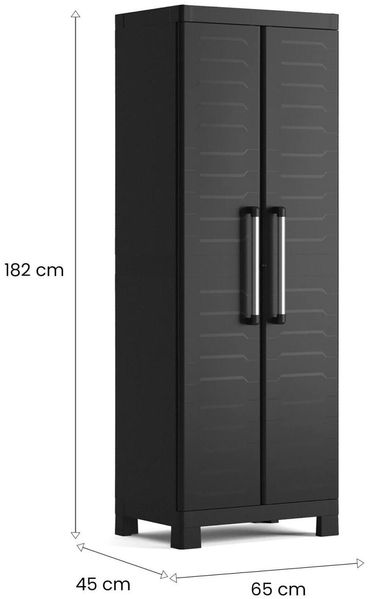 Dmora Gartenschrank Terrebonne, Gartenmöbel, Mehrzweck-Gartenschrank, Container für Balkon oder Garage, Made in Italy, 65x45 h182 cm, Schwarz Bild 3