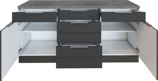 KOCHSTATION Unterschrank KS-Luhe 180 cm breit, für viel Stauraum, MDF-Fronten mit waagerechter Lisene Bild 2