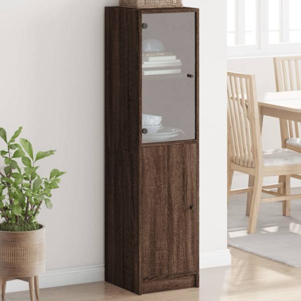 vidaXL Highboard mit Glastür Braun Eichen-Optik 35x37x142 cm 836447