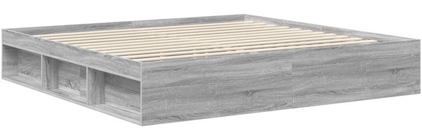 vidaXL Bettrahmen Graues Sonoma 200 x 200 cm Massives Kiefernholz 3411380 Bild 5