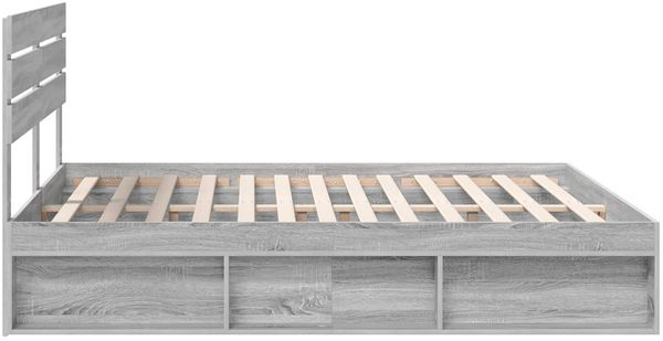 vidaXL Bettrahmen Graues Sonoma 200 x 200 cm Massives Kiefernholz 3411380 Bild 8