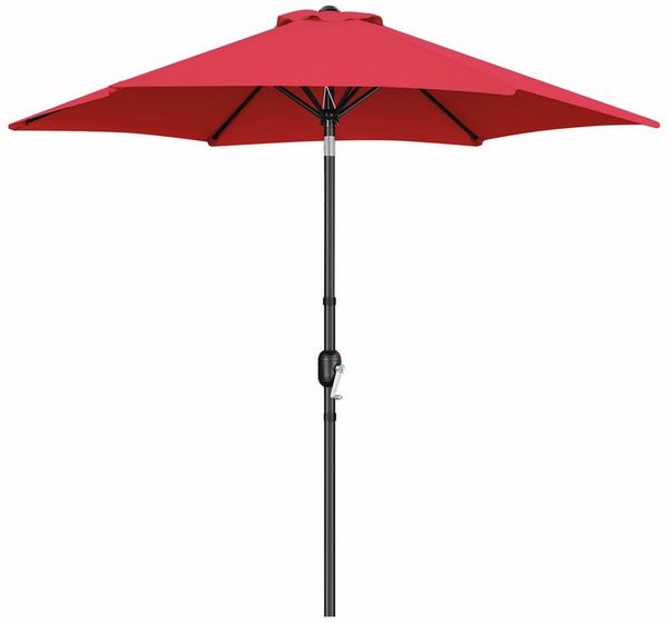Yaheetech Sonnenschirm mit Kurbel, neigbar, Metall-Gestell, Rot, Ø 269 cm