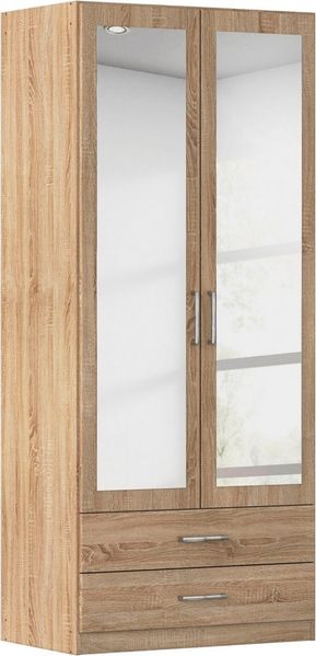 rauch Kleiderschrank Schrank Garderobe Ankleide GAMMA Breiten 91/136/181/226/271/315/360 cm (in 3 Ausstattungen BASIC/CLASSIC/PREMIUM (inkl. SOFT-CLOSE-Funktion) verschiedene Griff-Varianten, mit Spiegel TOPSELLER MADE IN GERMANY