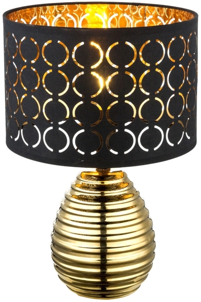 Tischleuchte, Stanzungen, schwarz, gold, Samt, H 38 cm