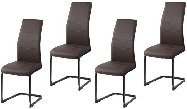 HTI-Line Freischwinger Schwingstuhl SallyP PU 4er (Set, 4 St), Freischwinger Esszimmerstuhl Kunstleder