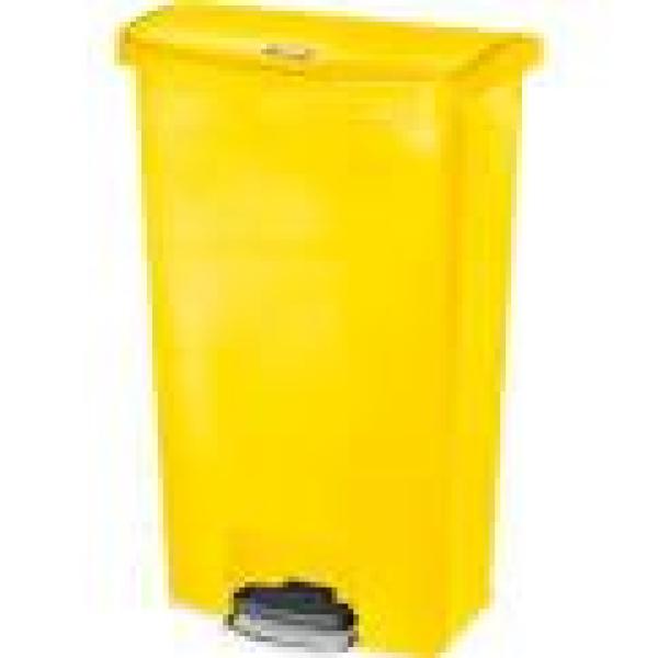 Rubbermaid Commercial Products 1883577 Slim Jim Step On Kunststoff-Tretabfalleimer mit Pedal an der Breitseite, 68 L, Gelb Bild 1