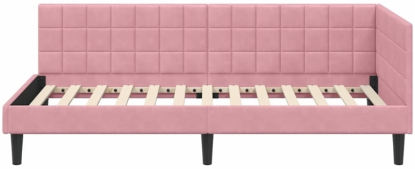vidaXL Eckbettgestell mit Kopfteil Rosa 100 cm x 200 cm Stoff 42016441 Bild 4