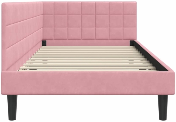 vidaXL Eckbettgestell mit Kopfteil Rosa 100 cm x 200 cm Stoff 42016441 Bild 5