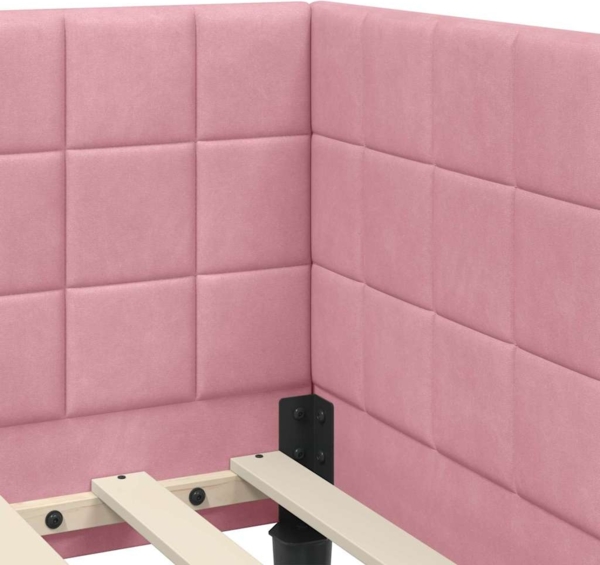 vidaXL Eckbettgestell mit Kopfteil Rosa 100 cm x 200 cm Stoff 42016441 Bild 7