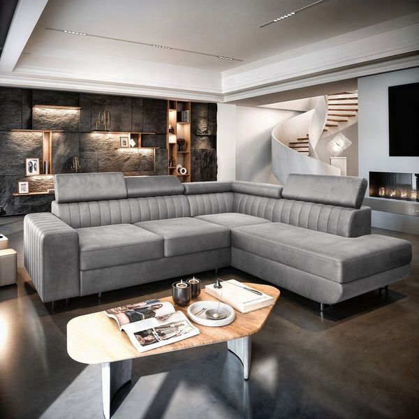 Masseno Ecksofa NOLA mit Schlaffunktion L-Form, Sofa mit Bettkasten