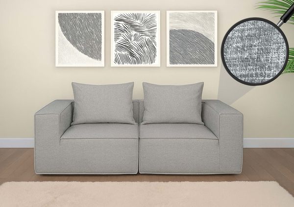 2er-Sofa/Zubehör für Sofa HWC-O54, Couch 2-Sitzer Loungesofa, modular Stoff/Textil (300g/m²) 63x194x97cm ~ hellgrau