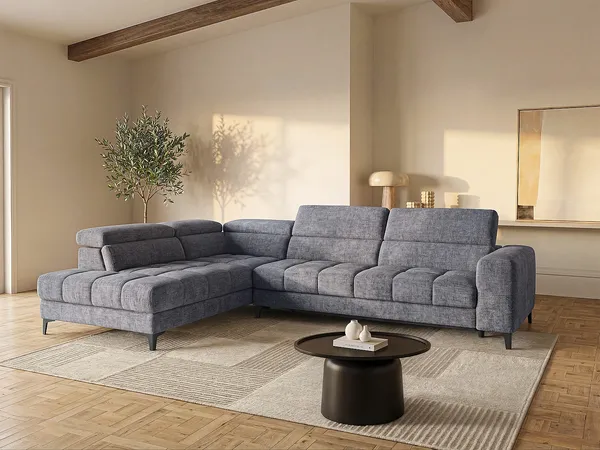 Vente-unique - MONISO Sofa Stoff Grau - B 211,5 cm x H 75 cm x L 298 cm
