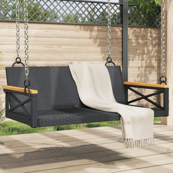 vidaXL Hängebank Schwarz 109x62x40 cm Poly Rattan 368152