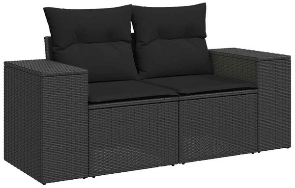 vidaXL 9-tlg. Garten-Sofagarnitur mit Kissen Schwarz Poly Rattan 3325884 Bild 5