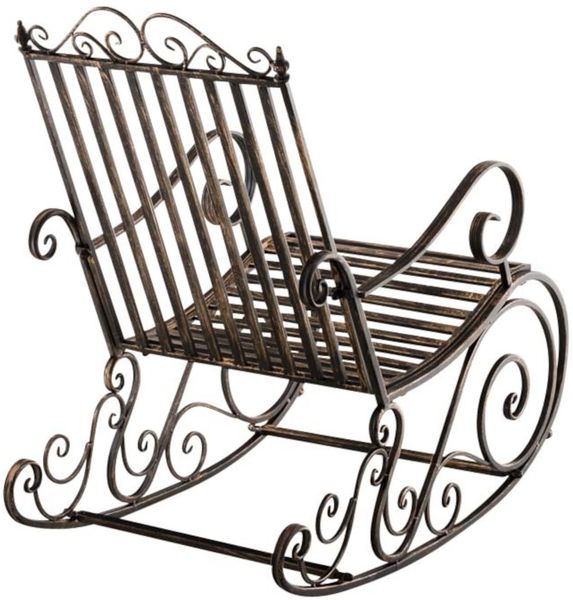 Schaukelstuhl ANNA 2er Set Antik Outdoor - 56x90x94cm, Metall, Bronze | Gartenstuhl Liegestuhl Relaxstuhl Garten Terrasse Bild 5