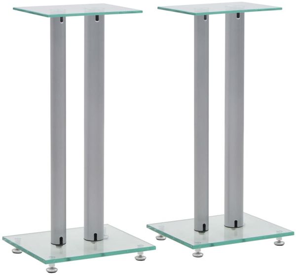 vidaXL Lautsprecherständer Säulen-Design 2 Stk. Hartglas Silbern 50674