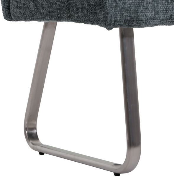 Esszimmer-Set HWC-G55, 2er-Set Stuhl mit Armlehne+Sitzbank 160cm, Edelstahl gebürstet Stoff/Textil Chenille ~ blau-grün Bild 5