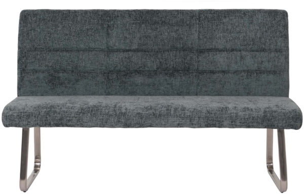 Esszimmer-Set HWC-G55, 2er-Set Stuhl mit Armlehne+Sitzbank 160cm, Edelstahl gebürstet Stoff/Textil Chenille ~ blau-grün Bild 7