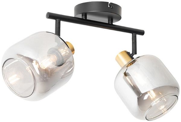 Qazqa LED Aufbaustrahler Zuzanna, ohne Leuchtmittel, Warmweiß, QAZQA Aufbauspot, e14, Grau, Glas, Modern