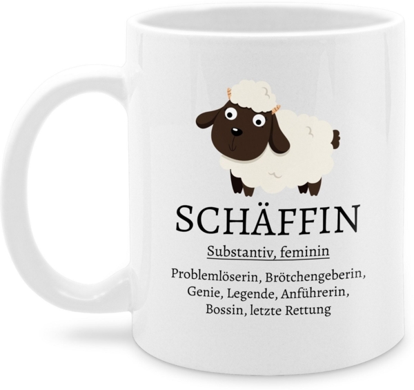 Shirtracer Tasse Schäffin substantiv, Geschenk Chefin, Geschenke Chefin, Geschenk fü, Keramik, Kollegen - Tassen