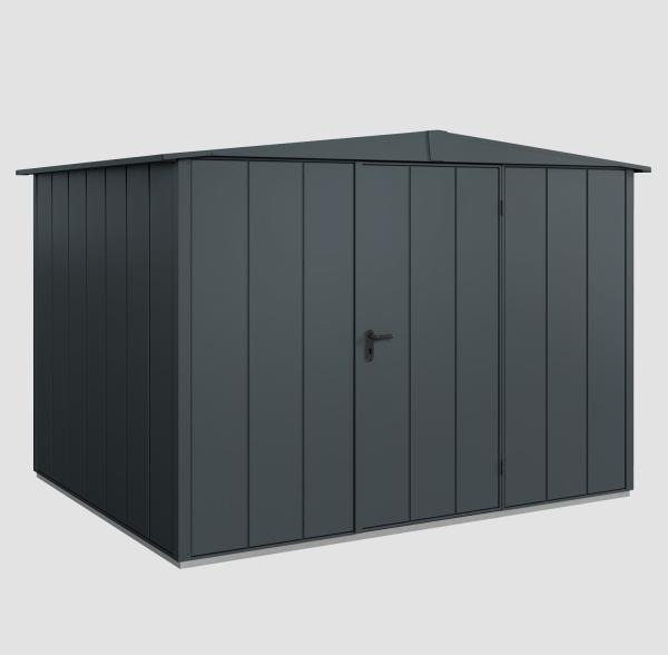 Hörmann Ecostar Metall-Gerätehaus Elegant mit Satteldach Typ 3, 238 x 303 cm , anthrazitgrau, 7,2 m²,1-flüglige Tür