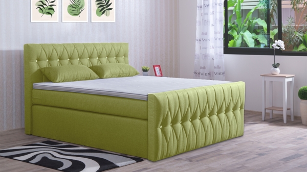 Meisterbetten Boxspringbett Cool 140x200 in WT-Apfelgrün, Matratzenbezug Nano, Komfortschaum-Topper Bild 3