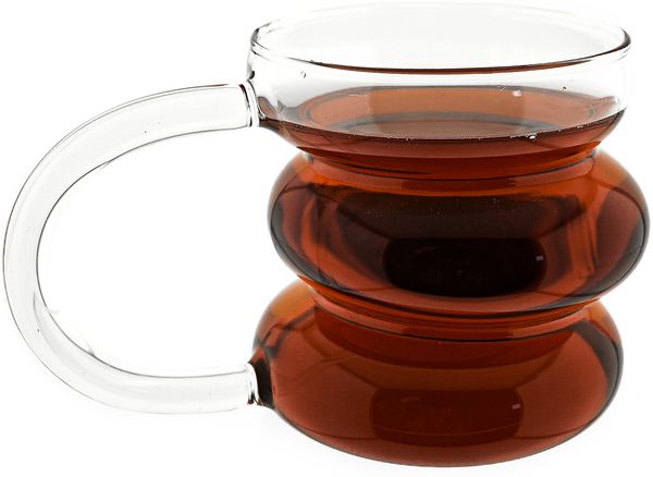 12er Trinkgläser mit Henkel 450ml im Bubble Design in Transparent Wassergläser