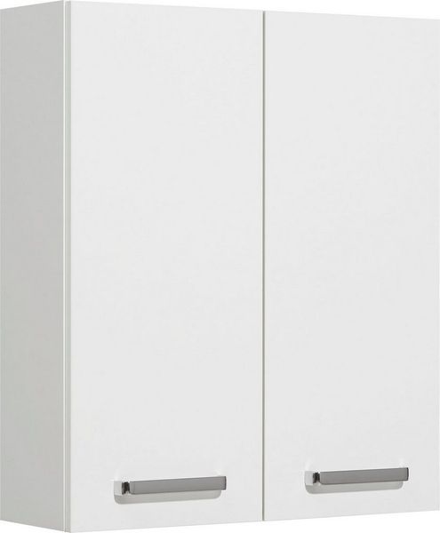 Saphir Hängeschrank Quickset Wand-Badschrank 60 cm breit mit 2 Türen und 2 Einlegeböden Badezimmer-Hängeschrank inkl. Türdämpfer, Griffe in Chrom Glanz