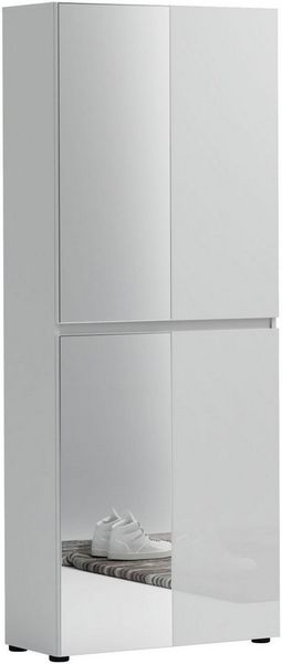 INOSIGN Schuhschrank Mister,Schuhkommode,Schuhmöbel,Schuhablage,Schuhregal Breite 80 cm, Höhe 200 cm, Tiefe 34 cm, 4 Türen, 12 Fächer, 2 Spiegel