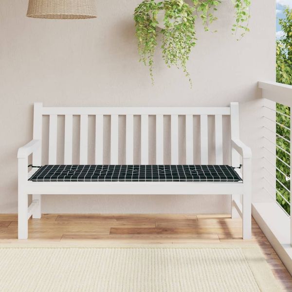 vidaXL Gartenbank-Auflage Schwarz Karomuster 150x50x4 cm Oxford-Gewebe 361158
