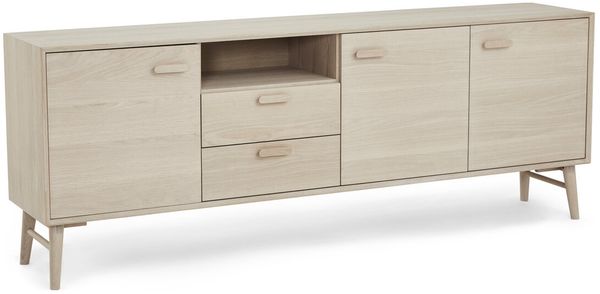 Sideboard Otaro Eiche Whitewash 212 cm - 3 Türen, 2 Schubladen & Soft-Close