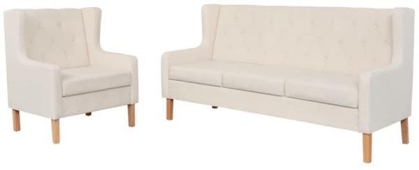 Sofa-Set 2-tlg. Stoff Cremeweiß [274929]