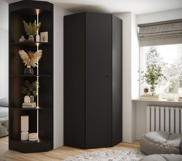 ABIKS MÖBEL Eckschrank Inova 2 Eckkleiderschrank mit Kleiderstange und Regalen