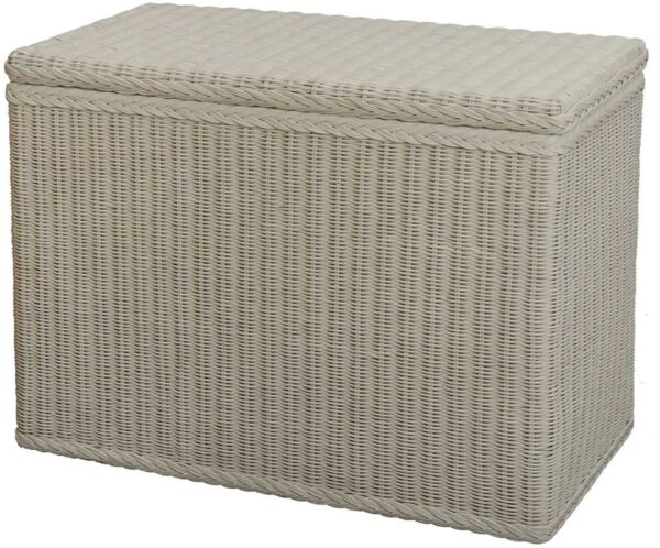 Krines Home Wäschesortierer Rattan Wäschekorb 3 Fächer Wäschesammler Wäschesortierer Unterteilung, mit Deckel und drei Unterteilungen