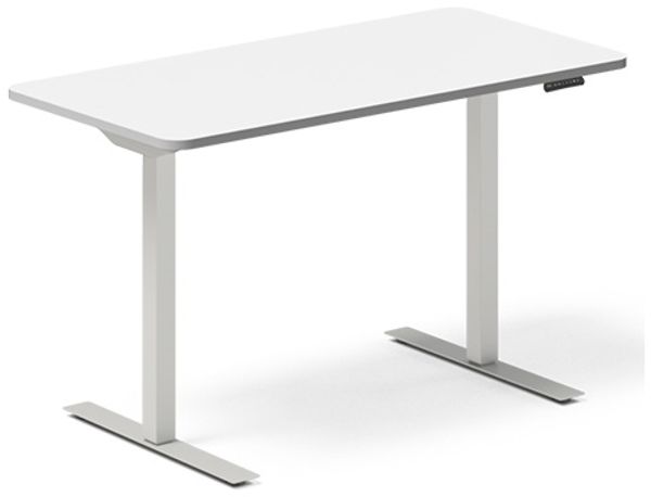 Höhenverstellbarer Tisch DNA weiß 1200x600 mm 2-Bein/Alu-grau
