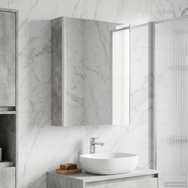 vidaXL Badezimmerspiegelschrank Beton Grau 53,5 x 15,5 x 70 cm 889234