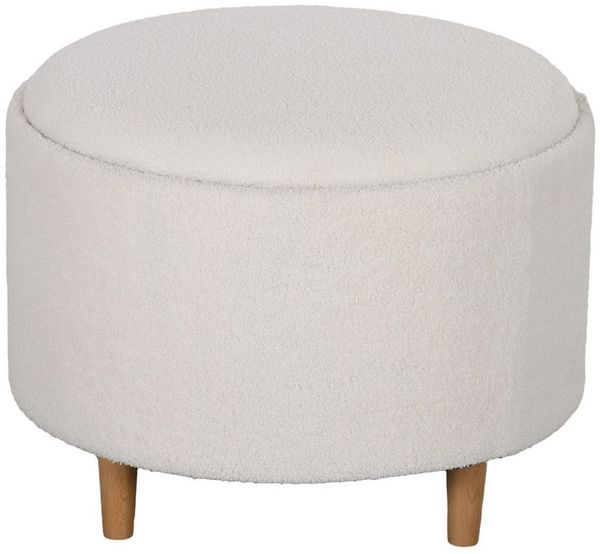 MC Star Sitzhocker Ø56 x 42 cm, runder Polsterhocker mit Stauraum und Klappdeckel (Holzbeine, ideal für Wohnzimmer und Schlafzimmer, Weiß)
