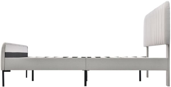 Merax Polsterbett mit höhenverstellbarem Kopfteil und Lattenrost, Leinen beige, 140x200 cm Bild 9