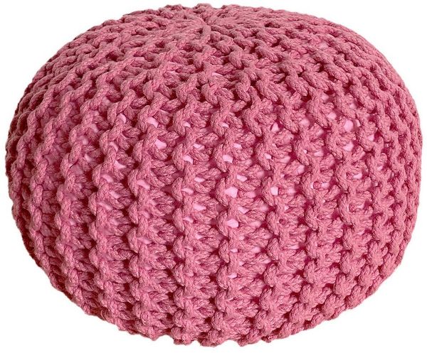 Amagohome Sitzhocker, Pouf, XXL Baumwolle, Rosa, ø 55 cm