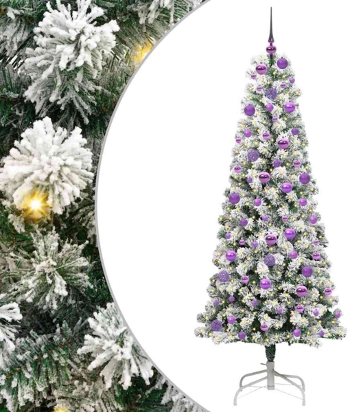 vidaXL Künstlicher klappbarer Weihnachtsbaum Grün und Weiß 180 cm 3395601