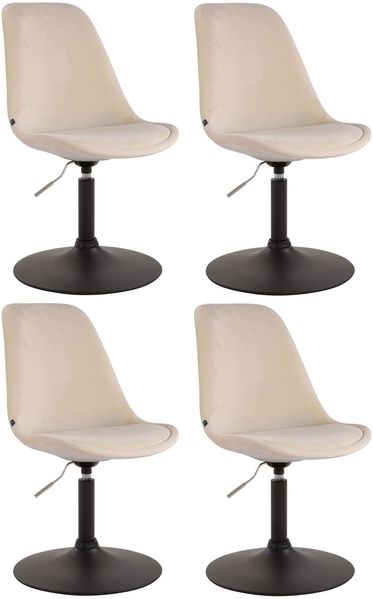 CLP 4er Set Esszimmerstühle Maverick Samt drehbar und stufenlos verstellbar,creme schwarz