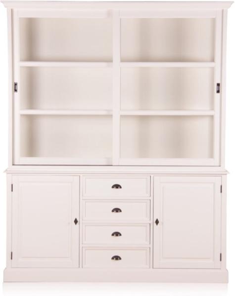 Casa Padrino Landhausstil Wandschrank Antik Weiß mit 2 Türen und 4 Schubladen 185 x 43 x H. 225 cm - Landhausstil Möbel