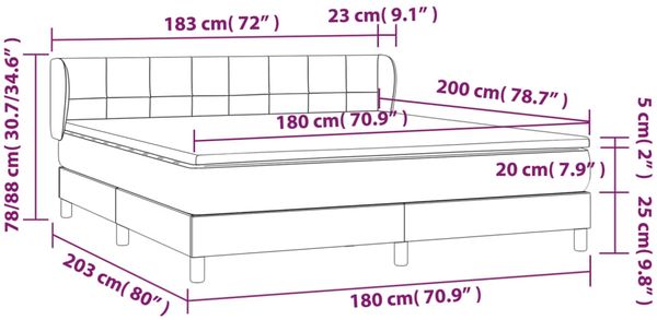 vidaXL Boxspringbett mit Matratze Taupe 180x200 cm Stoff 3126825 Bild 7